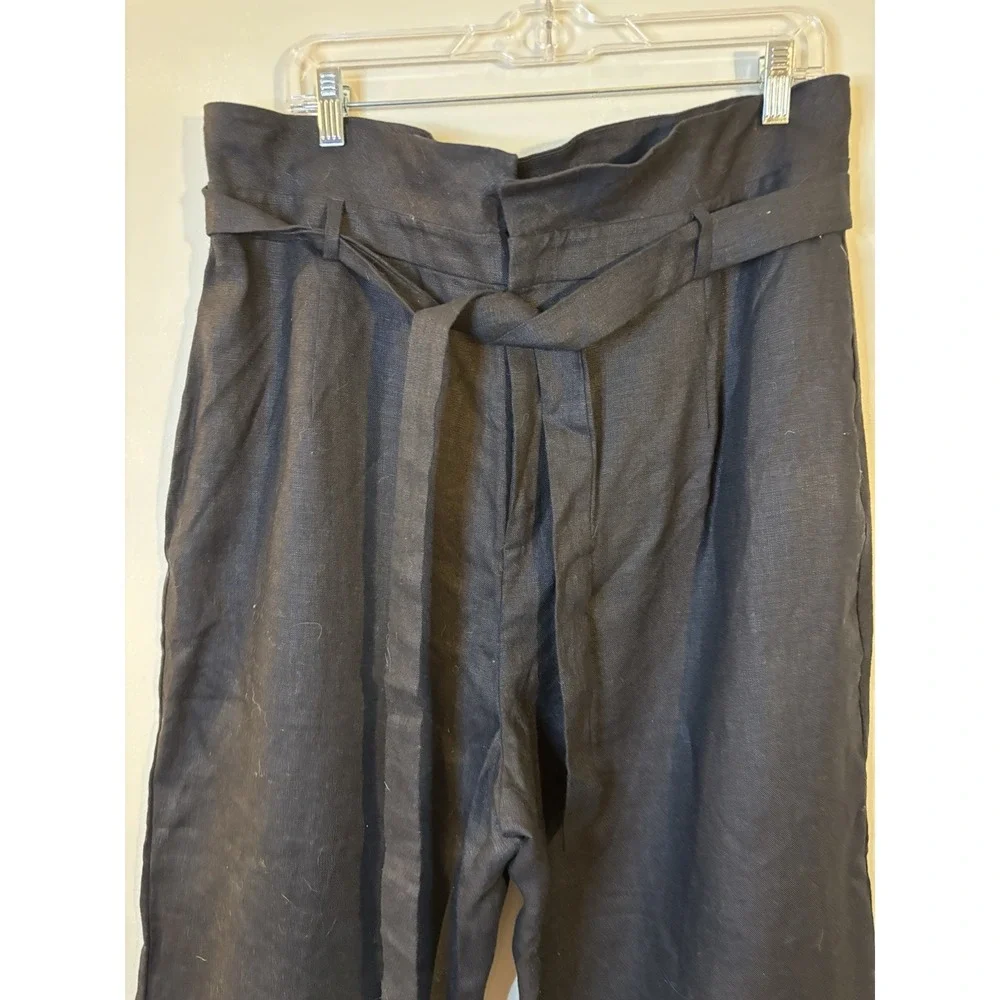 NWT‎ REFORMATION Black High Rise Wide Leg Linen Pants 14 NEW
